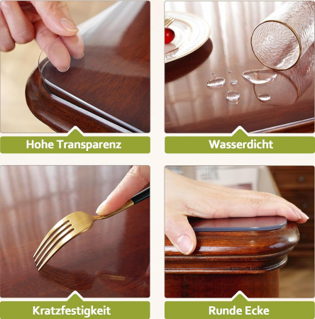 Protectie transparenta, impermeabila, pentru masa 100x155 cm, grosime 2 mm, usor adaptabila [2]