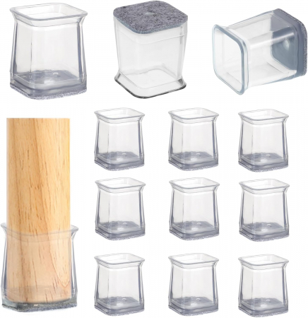 CASA SI GRADINA - Protectii patrate pentru picioare scaune, mobila 19-26mm  set 24 bucati