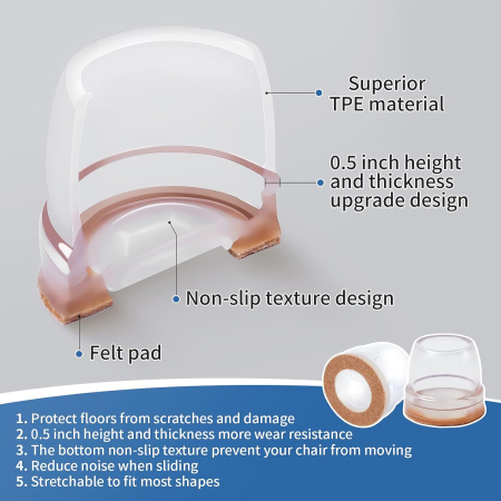 Protectii rotunde pentru picioare scaune, mobila 21-25mm  set 24 bucati [1]