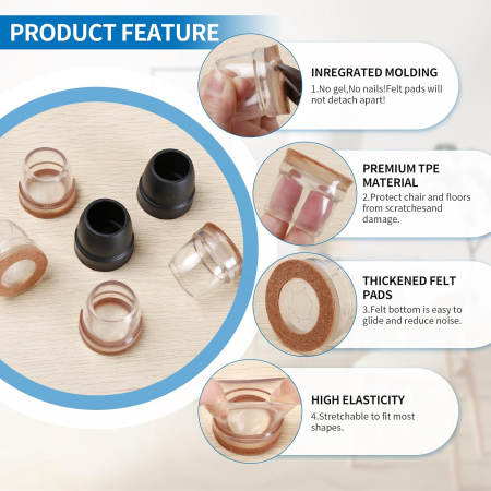 Protectii rotunde pentru picioare scaune, mobila 26-32mm  set 16 bucati [2]