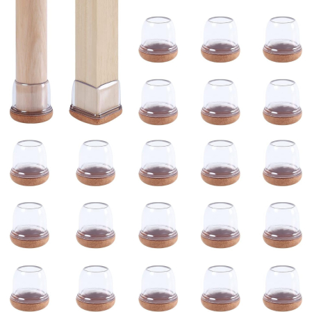Accesorii mese si scaune - Protectii rotunde pentru picioare scaune, mobila 22-26mm set 24 bucati