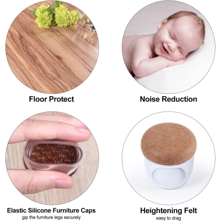 Protectii rotunde pentru picioare scaune, mobila 22-26mm set 24 bucati [4]