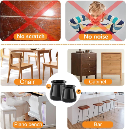 Protectii rotunde pentru picioare scaune, mobila 22-33 mm  set 16 bucati [5]