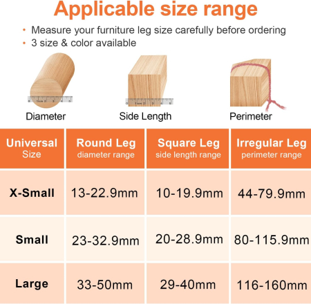 Protectii rotunde pentru picioare scaune, mobila 22-33 mm  set 16 bucati [2]