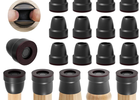 accesorii scaune, mese - Protectii negre rotunde pentru picioare scaune, mobila 26-32mm  set 16 bucati