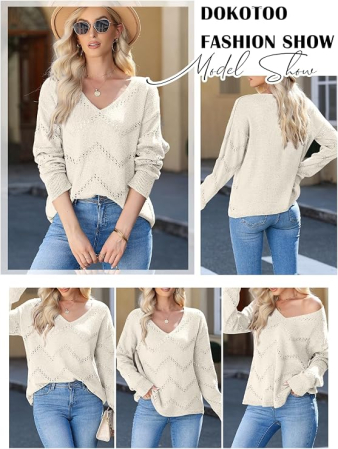 Pulover alb Damă Snowflake, bluza Mărimea XL, Oversized, Mâneci Batwing, Color Block [3]