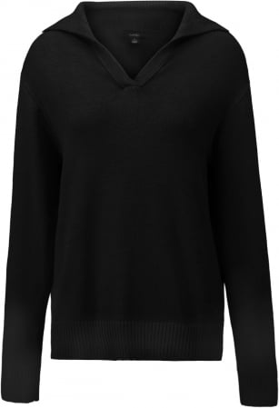 Bluza lejera, pulover tricotat, cu guler in "V" pentru femei, negru, marime S [1]