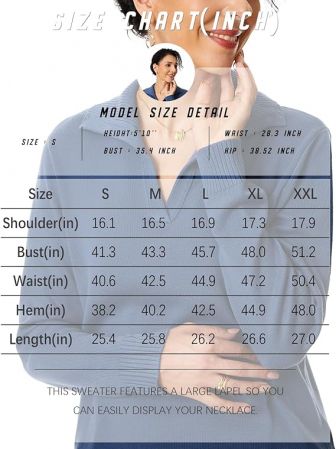 Bluza lejera, pulover tricotat, cu guler in "V" pentru femei, ALBASTRU, marime XXL [4]
