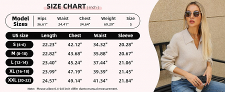 Bluza lejera, pulover tricotat, cu guler in "V" pentru femei, CREM, marime XXL [5]