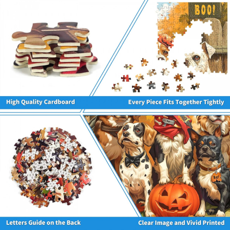 Puzzle de 1000 de piese pentru adulți si copii "Petrecere de câini de Halloween" 50x70 cm [3]