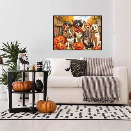Puzzle de 1000 de piese pentru adulți si copii "Petrecere de câini de Halloween" 50x70 cm [5]