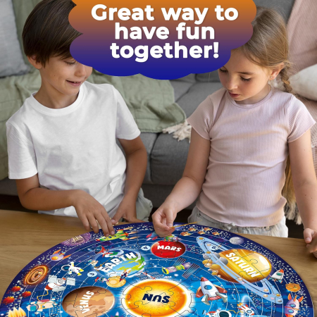 Puzzle gigant pentru podea, rotund, sistem solar 48 piese [5]