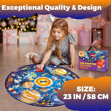 Puzzle gigant pentru podea, rotund, sistem solar 48 piese [3]
