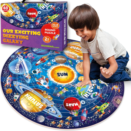 SETURI DE CONSTRUCTIE - Puzzle gigant pentru podea, rotund, sistem solar 48 piese