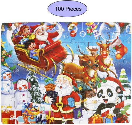 SETURI DE CONSTRUCTIE - Puzzle distractiv cu Mos Craciun din 100 piese