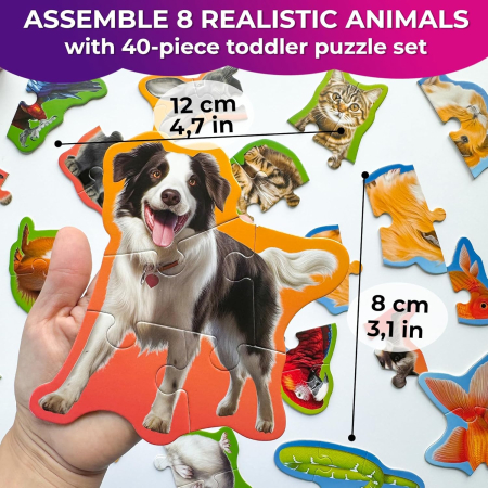 Puzzle-uri cu 3,4,5 piese mari cu animale, set 10 imagini [2]