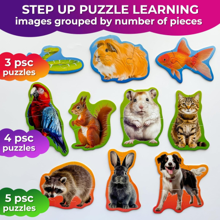 Puzzle-uri cu 3,4,5 piese mari cu animale, set 10 imagini [1]