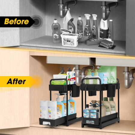 Raft extensibil de organizare pe 2 nivele, negru [4]