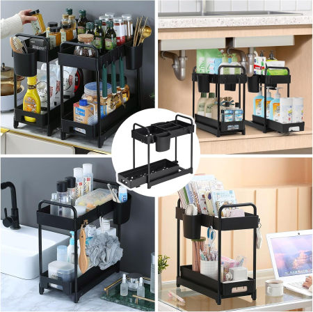 Raft extensibil de organizare pe 2 nivele, negru [5]