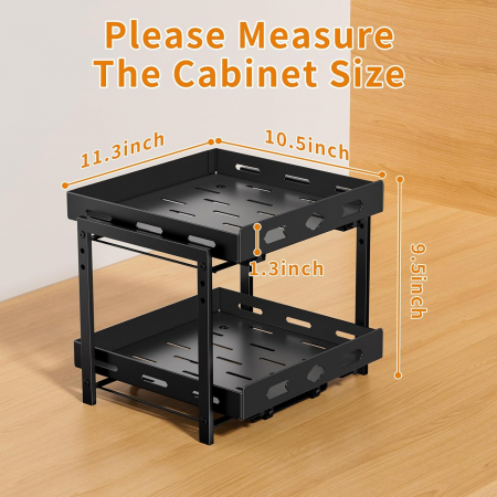 Rafturi extensibile pentru condimente, 2 nivele, negru, 27.5x29.8x23.2 cm [3]