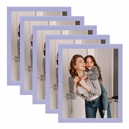 rame fotografii - Rama foto din plastic violet deschis pentru fotografii, poze, vertical sau orizontal, set  5 bucati 13X18 cm