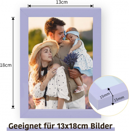 Rama foto din plastic violet deschis pentru fotografii, poze, vertical sau orizontal, set  5 bucati 13X18 cm [1]