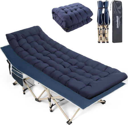 SALTELE CAMPING - Pat de camping pliabil cu saltea Oxford 2400D, capacitate de încărcare până la 250 kg, 190 x 71 x 36 cm