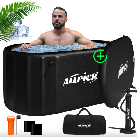 ACCESORII DUS - Recipient pentru baie cu gheață cu capac 150 cm, mărime XL, pentru sportivi, compatibil cu răcitorul de apă, utilizare în interior și exterior