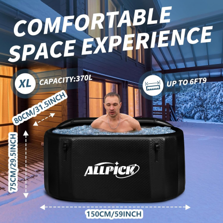 Recipient pentru baie cu gheață cu capac 150 cm, mărime XL, pentru sportivi, compatibil cu răcitorul de apă, utilizare în interior și exterior [2]