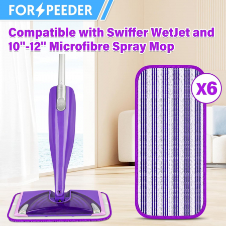 Rezerve mop din microfibra, reutilizabile, lavabile, pentru parchet, ciment, lemn, set 6 bucati Mov [1]
