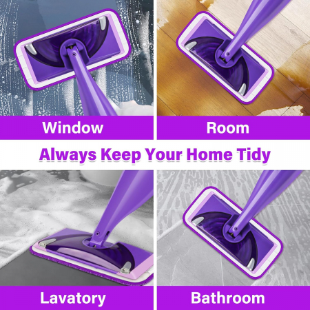 Rezerve mop din microfibra, reutilizabile, lavabile, pentru parchet, ciment, lemn, set 6 bucati Mov [5]