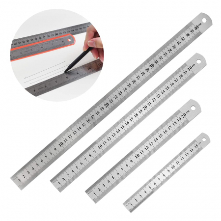 ACCESORII BIROU - Rigle metalice flexibile  cu  2 fete, set  4 bucati, 15cm-40cm