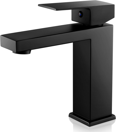 Baterii sanitare - Robinet de chiuveta baie negru, patrat, ZGARIAT inaltime 164 mm