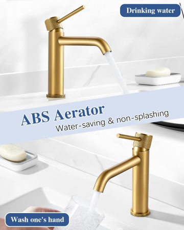 Robinet de chiuveta baie auriu, rotund, inaltime 105 mm [5]