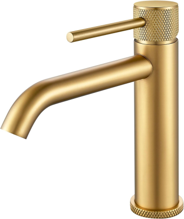 Baterii sanitare - Robinet de chiuveta baie auriu, rotund, inaltime 105 mm