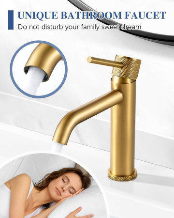 Robinet de chiuveta baie auriu, rotund, inaltime 105 mm [4]