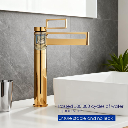 Robinet de chiuveta baie auriu, rotund, inaltime 29.5 cm [3]