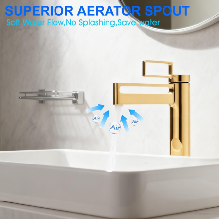 Robinet de chiuveta baie auriu, rotund, inaltime 29.5 cm [2]