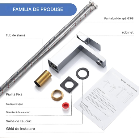 Robinet de chiuveta baie cromat patrat ZGARIAT [7]