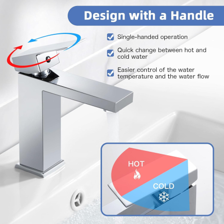 Robinet de chiuveta baie cromat patrat ZGARIAT [4]