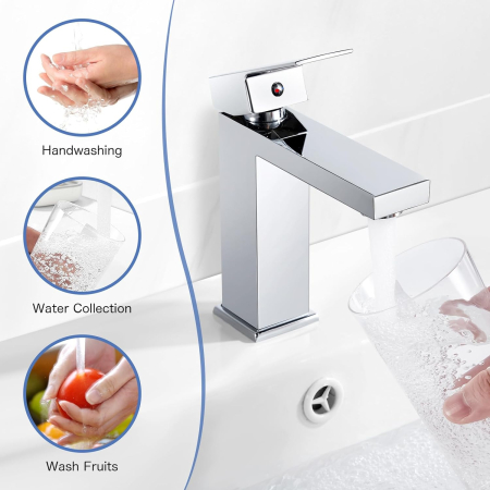 Robinet de chiuveta baie cromat patrat ZGARIAT [2]