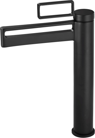 Baterii sanitare - Robinet de chiuveta baie negru, rotund, inaltime 29.5 cm