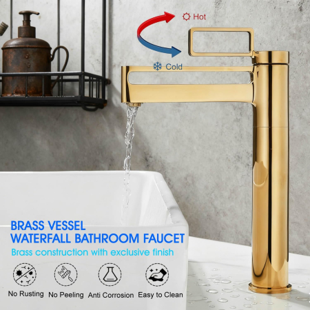 Robinet de chiuveta baie auriu, rotund, inaltime 29.5 cm [5]