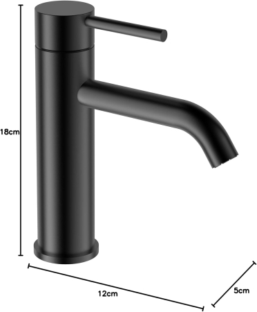 Robinet de chiuveta baie negru, rotund, inaltime 18 cm [6]