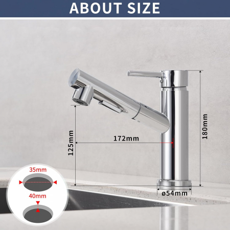 Robinet de chiuveta baie sau bucatarie cu furtun extensibil si 2 moduri jet apa [3]