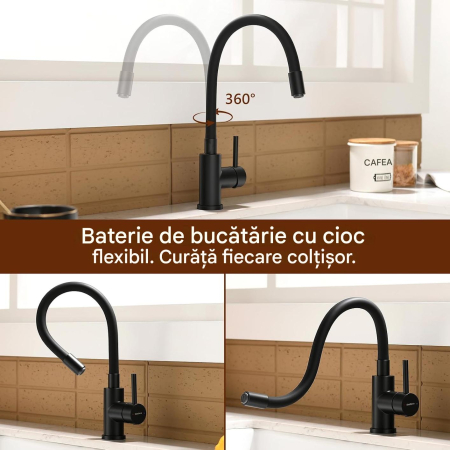 Robinet flexibil 360 de grade pentru bucatarie sau baie, rotund, inaltime 39 cm [7]