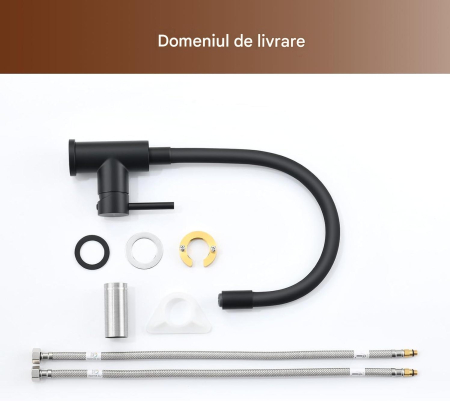 Robinet flexibil 360 de grade pentru bucatarie sau baie, rotund, inaltime 39 cm [12]