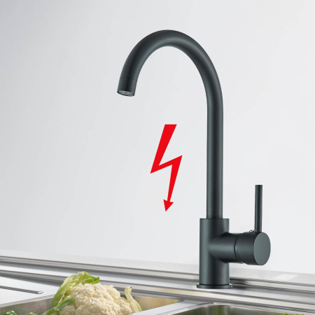 Robinet rotativ 360 de grade pentru bucatarie, negru, rotund, inaltime 35 cm [1]