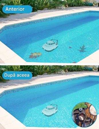 Robot Curățare Piscină LAUNS S1, Fără Fir, 2 Motoare, Autonomie 90 min, Încărcare 2,5 Ore, până la 74 m² [6]