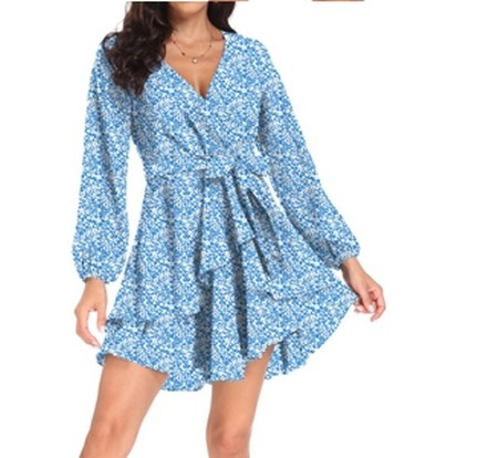 Rochie albastru deschis, deasupra la genunchi, maneci lungi, marimea XL [1]